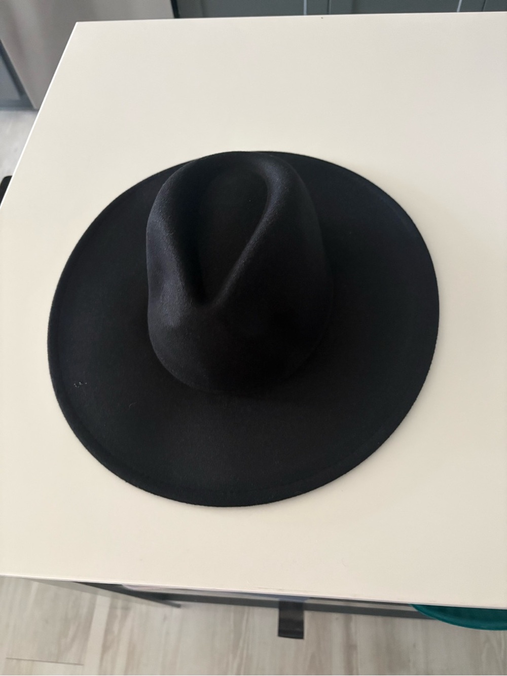 Black Wide-Brim Wool Fedora Hat - Men's Accessory